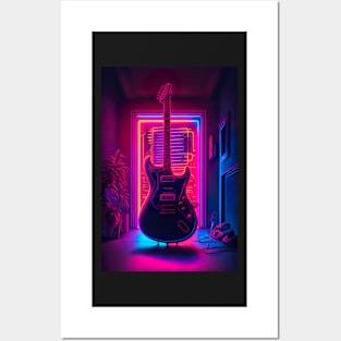 Cool Guitar Cyber Future Style Posters and Art